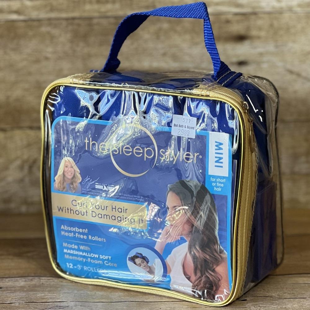 The Sleep Styler Mini Heat-Free Rollers 12-3" Blue Memory Foam Short Fine‎ Hair
